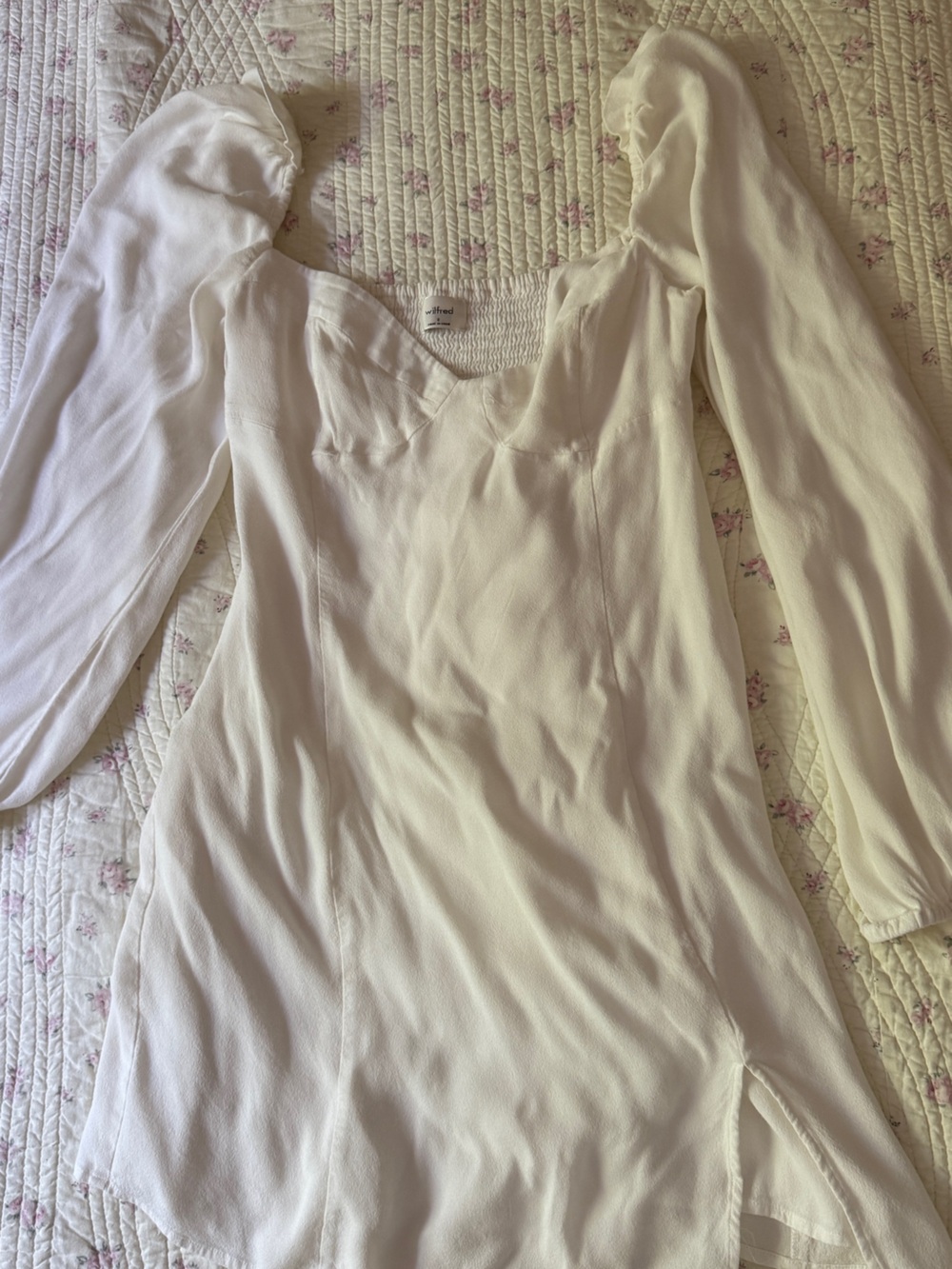 Wilfred Cream Long-Sleeve Slip Dress